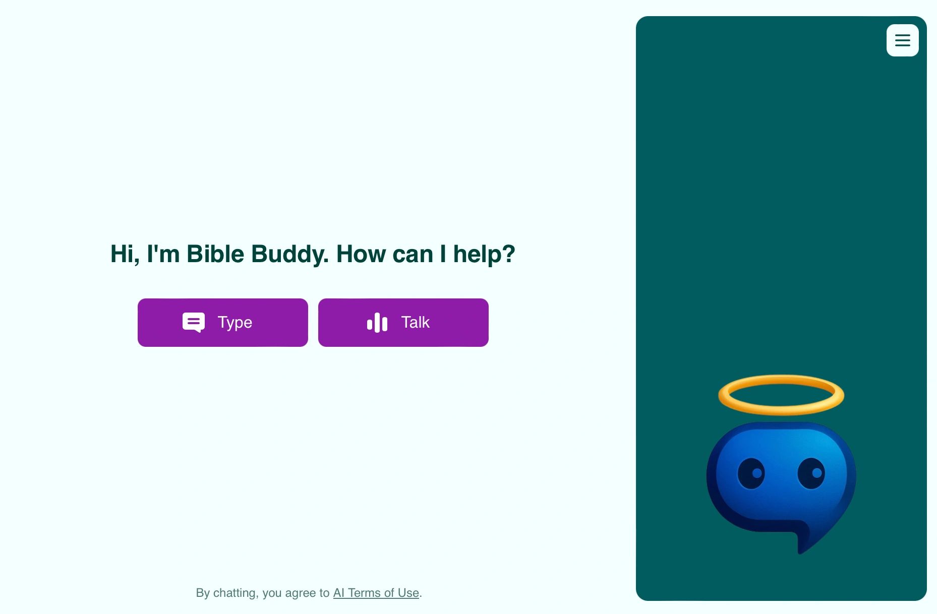 Bible Buddy AI chat interface